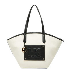 マイケルコース トートバッグ ホワイト ブラック キャンバス レザー レディース Michael Kors 【中古】