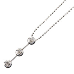 K14WG ホワイトゴールド ダイヤ0.06ct ネックレス 3連ダイヤ レディース 【中古】