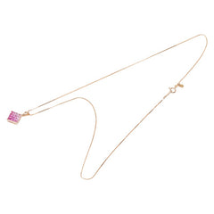 K18PG ピンクゴールド ピンクサファイア0.55ct ルビー0.35ct ダイヤ型モチーフ ネックレス レディース 【中古】