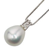 アコヤ真珠 K18WG ホワイトゴールド アコヤ真珠~13.8mm ダイヤ0.13ct ネックレス レディース 【中古】