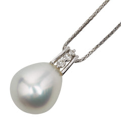 アコヤ真珠 K18WG ホワイトゴールド アコヤ真珠~13.8mm ダイヤ0.13ct ネックレス レディース 【中古】