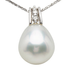 アコヤ真珠 K18WG ホワイトゴールド アコヤ真珠~13.8mm ダイヤ0.13ct ネックレス レディース 【中古】