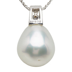 アコヤ真珠 K18WG ホワイトゴールド アコヤ真珠~13.8mm ダイヤ0.13ct ネックレス レディース 【中古】