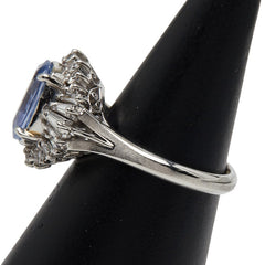 Pt900 プラチナ サファイア2.826ct ダイヤ0.62ct 非加熱サファイア リング 指輪 レディース 12号 【中古】