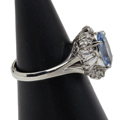 Pt900 プラチナ サファイア2.826ct ダイヤ0.62ct 非加熱サファイア リング 指輪 レディース 12号 【中古】