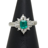 Pt900 プラチナ エメラルド0.54ct ダイヤ0.41ct リング 指輪 レディース 8号 【中古】