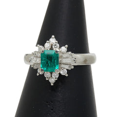 Pt900 プラチナ エメラルド0.54ct ダイヤ0.41ct リング 指輪 レディース 8号 【中古】