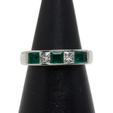 Pt900 プラチナ エメラルド0.58ct ダイヤ0.41ct リング 指輪 レディース 8号 【中古】