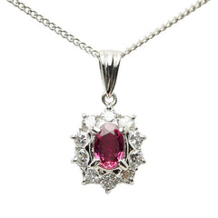 Pt900 プラチナ Pt850 プラチナ ルビー0.53ct ダイヤ0.50ct ネックレス レディース 【中古】