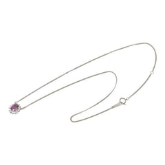 Pt850 プラチナ ピンクサファイア0.90ct ダイヤ0.28ct ネックレス レディース 【中古】