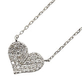 K18WG ホワイトゴールド ダイヤ0.22ct ハートモチーフ ネックレス レディース 【中古】