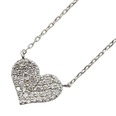 K18WG ホワイトゴールド ダイヤ0.22ct ハートモチーフ ネックレス レディース 【中古】