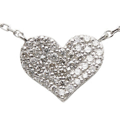 K18WG ホワイトゴールド ダイヤ0.22ct ハートモチーフ ネックレス レディース 【中古】