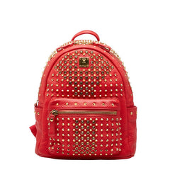 エム シー エム スタッズ リュック バックパック レッド レザー ビジュー レディース MCM 【中古】