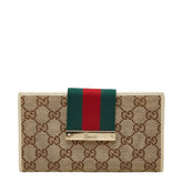 グッチ GGキャンバス シェリーライン 長財布 181672 ベージュ アイボリー キャンバス レザー レディース GUCCI 【中古】