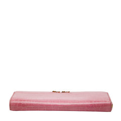 ミュウミュウ クロコ型押し 長財布 ピンク レザー レディース MIUMIU 【中古】