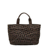 ジバンシー ロゴ トートバッグ ハンドバッグ ブラウン ブラック キャンバス レディース Givenchy 【中古】