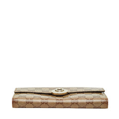 グッチ GGクリスタル 長財布 231835 ベージュ ブラウン PVC レザー レディース GUCCI 【中古】