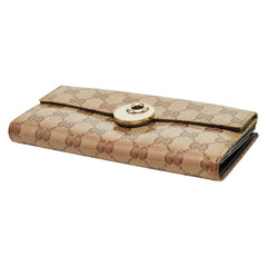 グッチ GGクリスタル 長財布 231835 ベージュ ブラウン PVC レザー レディース GUCCI 【中古】