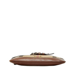 バーバリー ノバチェック ショルダーバッグ ブラウン ベージュ キャンバス レザー レディース BURBERRY 【中古】