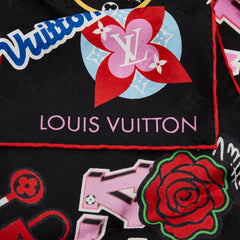 ルイ ヴィトン カレ LV ストーリーズ スカーフ M70211 ブラック マルチカラー シルク レディース LOUIS VUITTON 【中古】