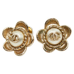 シャネル ココマーク フラワー 花 モチーフ ピアス ゴールド メッキ レディース CHANEL 【中古】