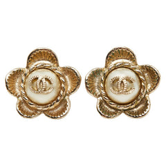 シャネル ココマーク フラワー 花 モチーフ ピアス ゴールド メッキ レディース CHANEL 【中古】