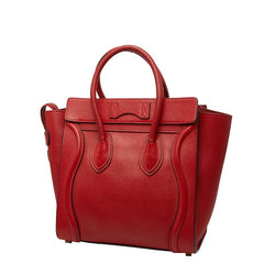 セリーヌ ラゲージ マイクロショッパー ハンドバッグ レッド レザー レディース CELINE 【中古】