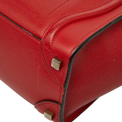 セリーヌ ラゲージ マイクロショッパー ハンドバッグ レッド レザー レディース CELINE 【中古】