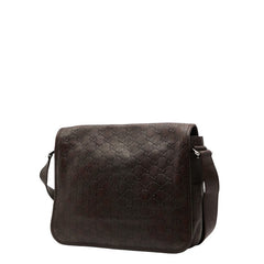 グッチ グッチシマ ショルダーバッグ メッセンジャーバッグ ブラウン レザー メンズ GUCCI 【中古】