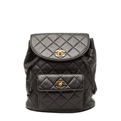 シャネル ココマーク マトラッセ チェーン リュック ブラック ゴールド金具 ラムスキン レディース CHANEL 【中古】