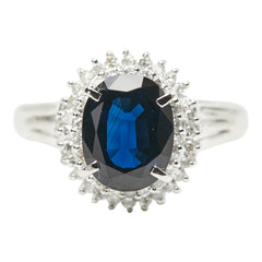 Pt900 プラチナ サファイア2.39ct ダイヤ0.33ct リング 指輪 レディース 15号 【中古】
