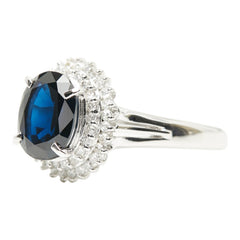 Pt900 プラチナ サファイア2.39ct ダイヤ0.33ct リング 指輪 レディース 15号 【中古】