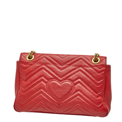 グッチ GGマーモント キルティング チェーン ショルダーバッグ 443496 レッド レザー レディース GUCCI 【中古】
