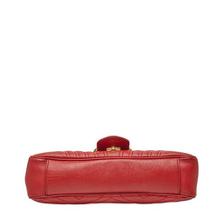 グッチ GGマーモント キルティング チェーン ショルダーバッグ 443496 レッド レザー レディース GUCCI 【中古】
