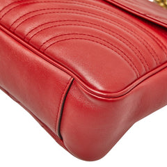 グッチ GGマーモント キルティング チェーン ショルダーバッグ 443496 レッド レザー レディース GUCCI 【中古】