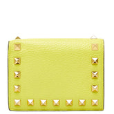 ヴァレンティノ ロックスタッズ 二つ折り財布 イエロー レザー レディース VALENTINO 【中古】