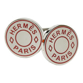 エルメス セリエ カフス カフリンクス シルバー レッド メタル メンズ HERMES 【中古】