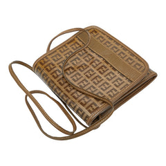 フェンディ ズッキーノ ショルダーバッグ ブラウン PVC レザー レディース FENDI 【中古】