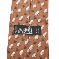 エルメス 総柄 ネクタイ ブラウン マルチカラー シルク メンズ HERMES 【中古】