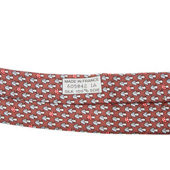 エルメス キノコ柄 ネクタイ レッド マルチカラー シルク メンズ HERMES 【中古】