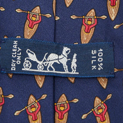 エルメス 総柄 ネクタイ ネイビー マルチカラー シルク メンズ HERMES 【中古】