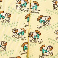 エルメス 総柄 ネクタイ イエロー マルチカラー シルク メンズ HERMES 【中古】