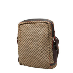 セリーヌ マカダム ショルダーバッグ ブラウン キャンバス レザー メンズ CELINE 【中古】