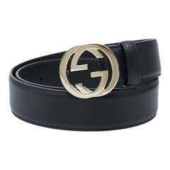 グッチ インターロッキングG ベルト サイズ80/32 370543 ブラック レザー メンズ GUCCI 【中古】