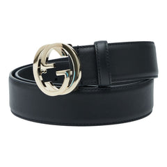 グッチ インターロッキングG ベルト サイズ80/32 370543 ブラック レザー メンズ GUCCI 【中古】