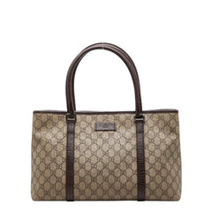 グッチ GGスプリーム ハンドバッグ トートバッグ 114595 ベージュ ブラウン PVC レザー レディース GUCCI 【中古】
