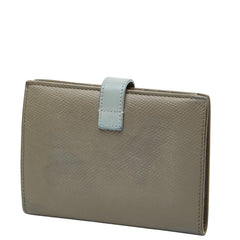 セリーヌ ミディアム ストラップ ウォレット 二つ折り財布 ベージュ ブルー レザー レディース CELINE 【中古】