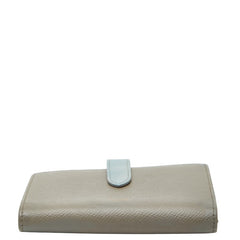 セリーヌ ミディアム ストラップ ウォレット 二つ折り財布 ベージュ ブルー レザー レディース CELINE 【中古】