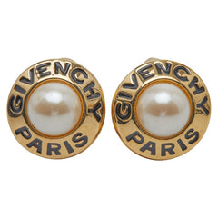 ジバンシー ロゴ パール ラウンド イヤリング ゴールド メッキ フェイクパール レディース Givenchy 【中古】
